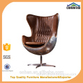 vintage genuine leather egg chair with aluminium back coating leisure chair